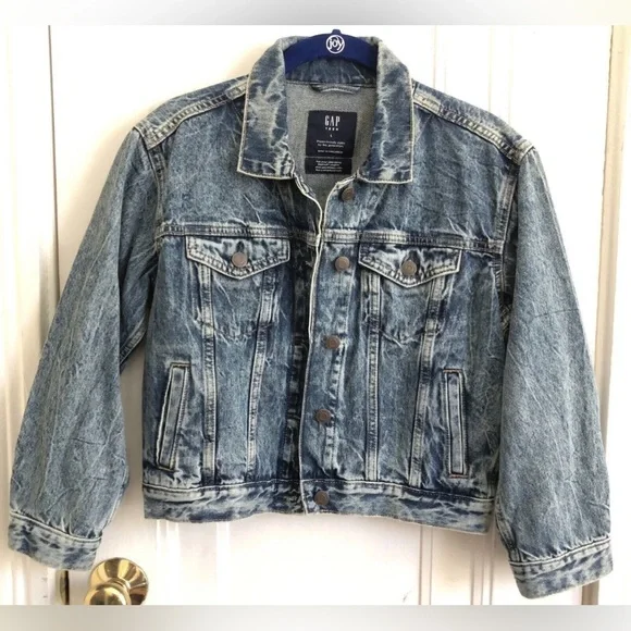 NWT Gap Teens Medium Washed Oversized Denim Jacket Size Large 10.